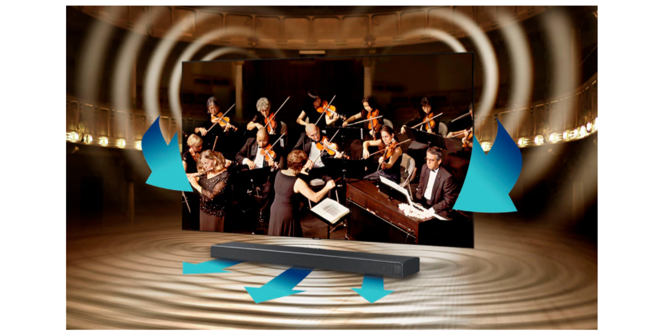 Soundbar Samsung HW-Q60T com 5.1 Canais, Bluetooth, Subwoofer Sem Fio e Acoustic Beam - 360W